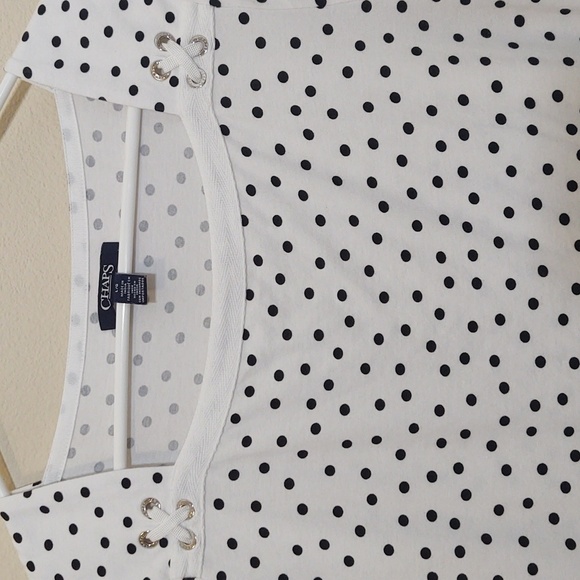 Chaps Women's Short Sleeve Square Neck Cotton TShirt with Decorative Trim - Picture 3 of 7